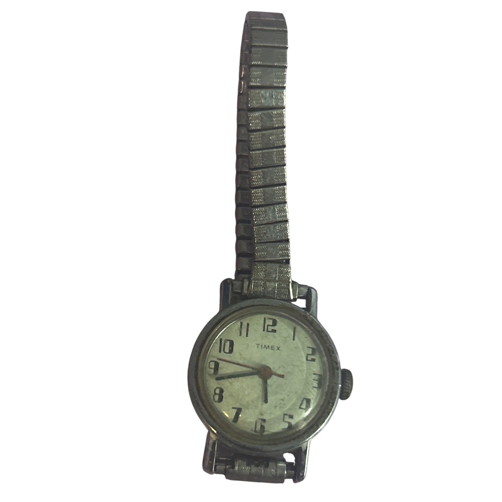 Vintage Timex Mechanical Manual Wind Watch Silver Tone Expansion Band Cream Dial
